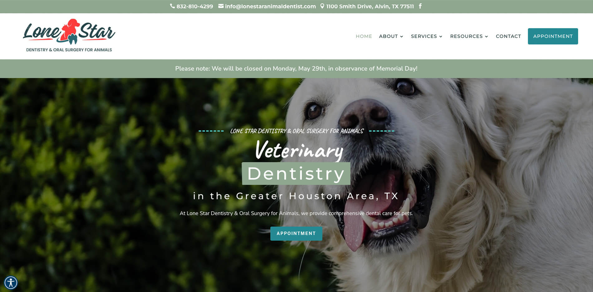 Lone Star Dentistry & Oral Surgery for Animals homepage