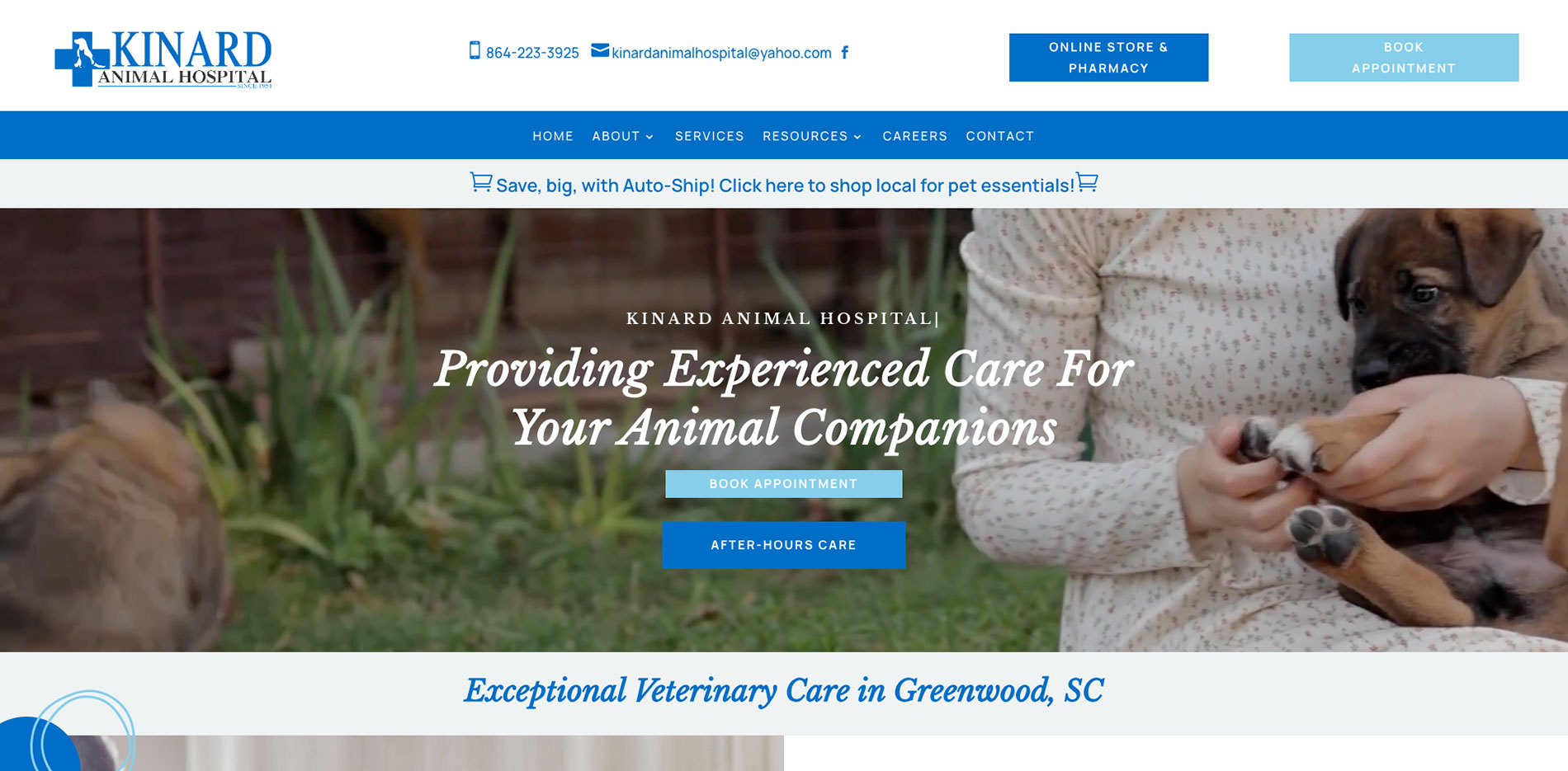 Kinard Animal Hospital homepage