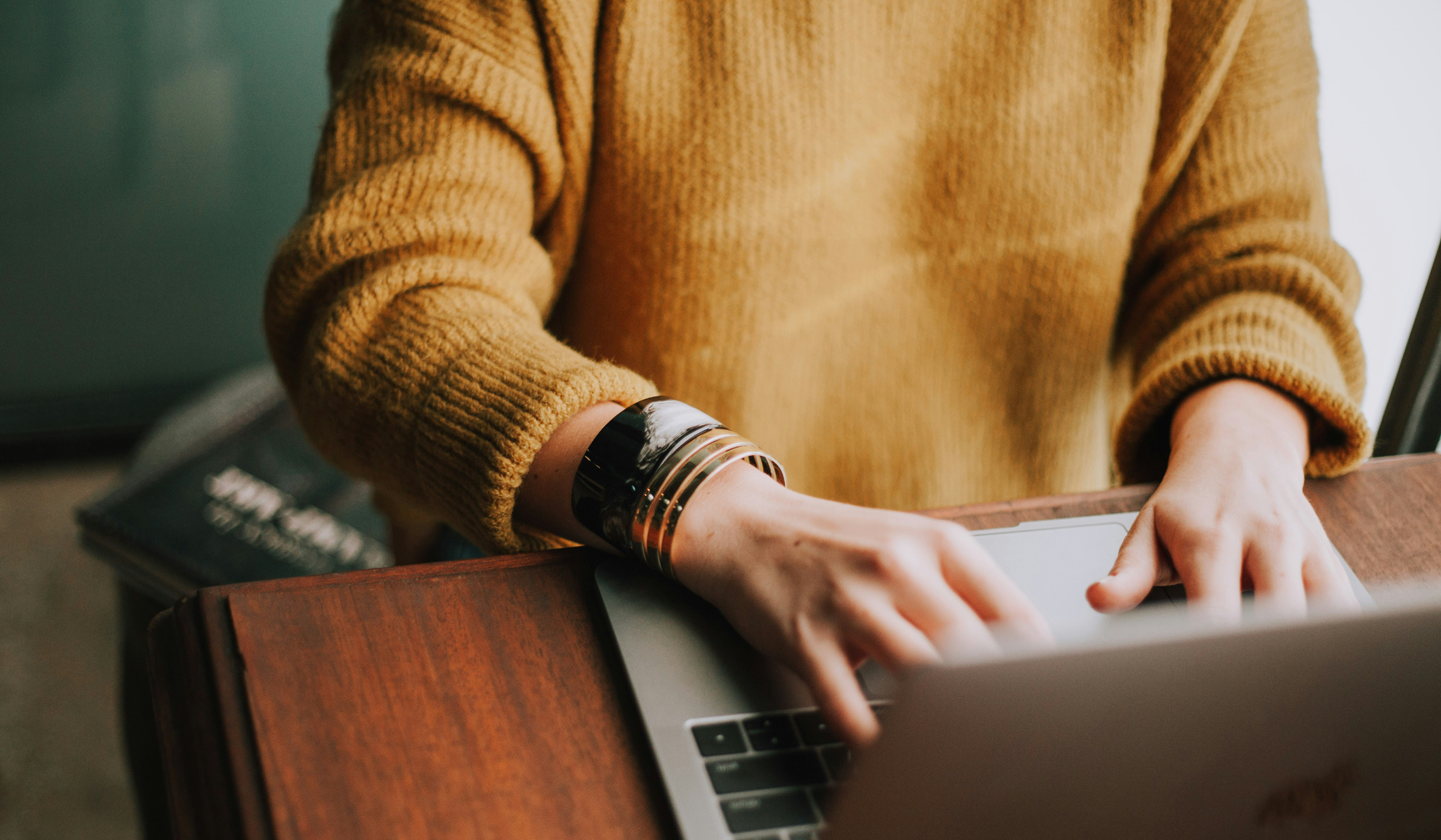 Woman working on website